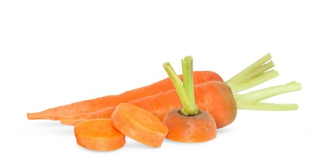 Sliced carrot set isolated on white background. Design elements with clipping path