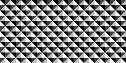 Vector seamless geometric rhombus pattern. Black and white repeatable relief texture. Abstract monochrome background