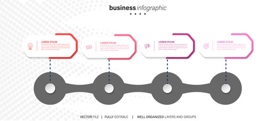 Business infographic four steps for presentation, step up infochart, vector illustration
