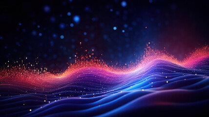 Obraz premium Futuristic Data Technology Background, Abstract Digital Particle Wave