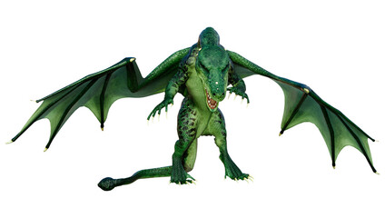 3D Rendering Fairy Tale Dragon on White