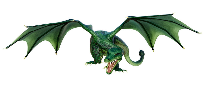 3D Rendering Fairy Tale Dragon on White