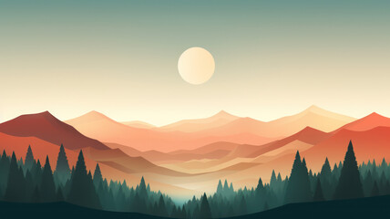 Obraz premium Simple Geometric Landscape with Muted Colors