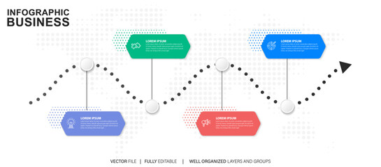 Simple and Clean Presentation Business Infographic Design Template with 4 Bar of Options
