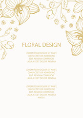 Elegant floral element for design template, place for text. Luxury floral border. Lace decor for birthday and greeting card, wedding invitation,certificate.