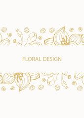 Fototapeta na wymiar Elegant floral element for design template, place for text. Luxury floral border. Lace decor for birthday and greeting card, wedding invitation,certificate.