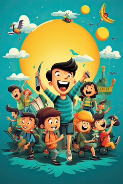 The poster designed for the children's school. Back to School