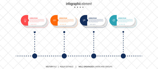 Infographic template. Abstract tree with circles and 4 steps
