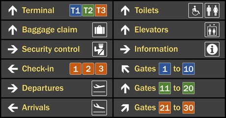 Modern and minimalist airport signs collection