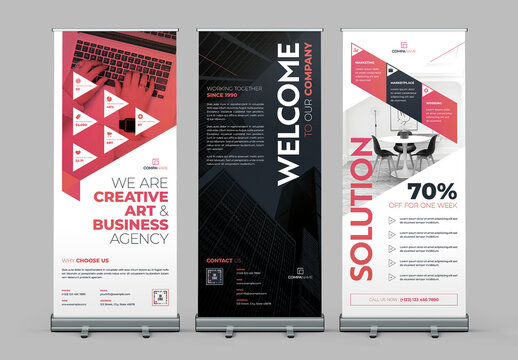 Roll-Up Banner Set Layout with Pink Accents