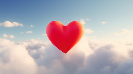 Fototapeta na wymiar Cloud of Emotions: Red Heart Speaks of Love