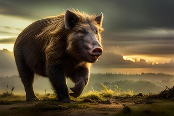boar in the jungle generated by AI tool