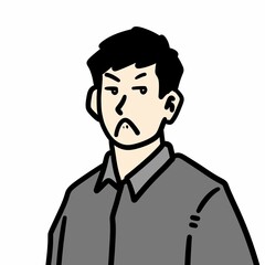 cartoon doodle angry guy on white background