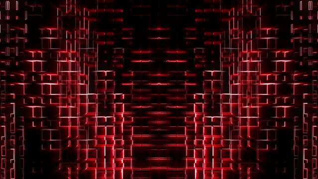 Amazing Red Pattern Square lines motion background video art vj loop