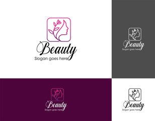 woman hair leaf salon gold gradient logo design