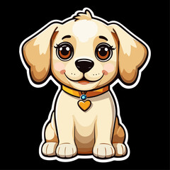 Fototapeta premium Cute happy dog sticker, vector illustration, isolated on solid background.