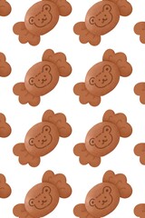 Obraz premium seamless pattern with cookies candy teddy 