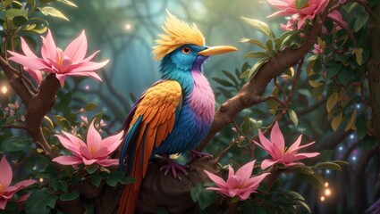 "Enchanted Bird of Paradise: A Whimsical Fairy Tale Fantasy Portrait"
