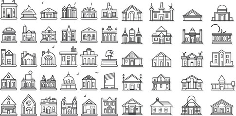 Fototapeta premium outline icons related to building