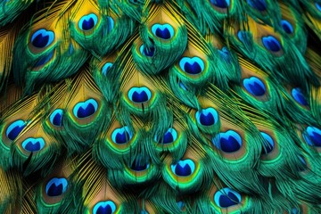 Obraz premium Peacock feather texture. Beautiful peacock feather background
