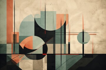 An abstract painting with circles and lines