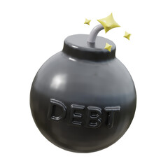3d icon of a bomb and debt during recession concept. economic illustration.