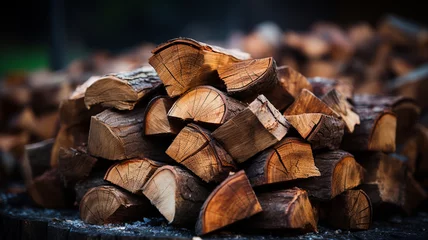 Stickers pour porte Texture du bois de chauffage stack of firewood for sale