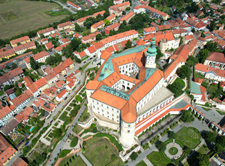Mikulov Castle Old European Town South Moravia Czech Republic Europe, aerial image