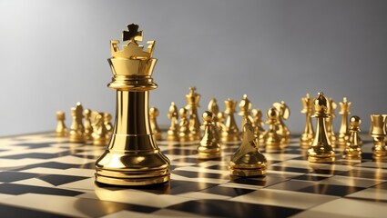 "Golden Chess Queen: Symbolizing Business Leadership and Strategic Success"