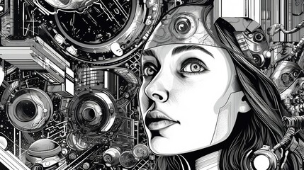 Obraz premium Abstract portrait of a girl . Fantasy concept , Illustration painting.