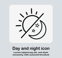 Day and night icon, sun and moon icon vector illustration on isolated white background.