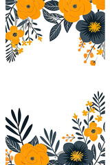 Flower arrangement with copy space. Vintage template greeting card base design. Floral banner, poster, white background.