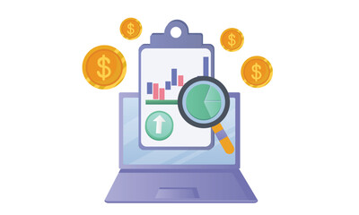 Finance pc image.on white background.Vector Design Illustration.