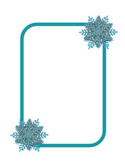 Christmas rectangular element with blue snowflakes. Winter design element. Rectangular Christmas element. Christmas composition.  Copy space.
