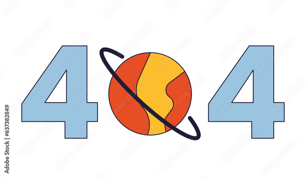 Poster planet with ring error 404 flash message. solar system star. empty state ui design. page not found p