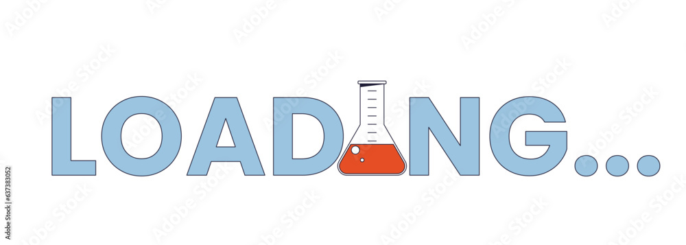 Poster measuring flax with liquid loading text. experiment. web loader ui flat design. progress bar. graphi
