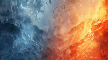 Blue and red, ice and fire background texture, struggle of the elements, two elements touch in the middle