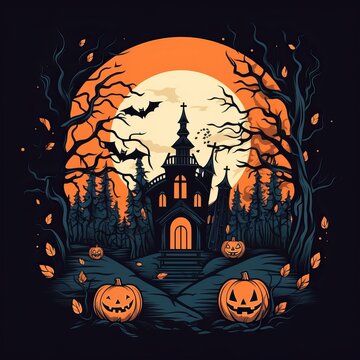 Halloween poster illustration minimalist design high quality ai generated image