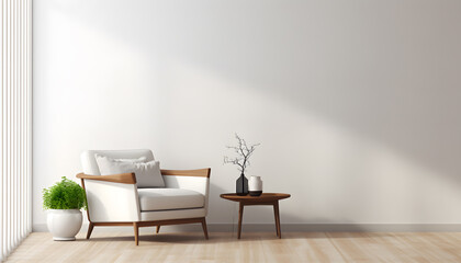 White wall with armchair in living room