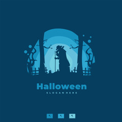 halloween logo design vector illustration