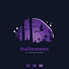 halloween logo design vector illustration