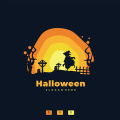 halloween logo design vector illustration