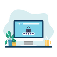 Computer security vector illustration. Account on isolated background. Password sign concept.