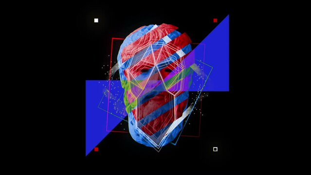 Greece Face Plato animation effect on black motion background