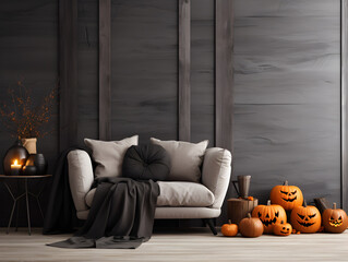 Sofa in living room halloween concept