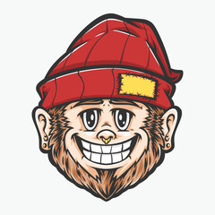 smile monkey wearing beanie hat