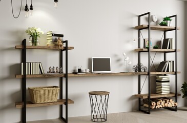 Workplace cabinet or office in the loft style