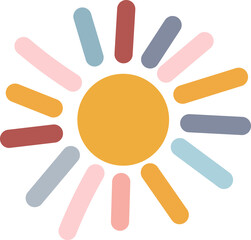 Hand drawing sun. Cute Nursery Design.
