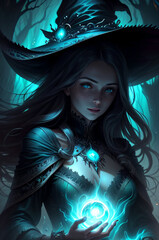 portrait of a female magician - IA generative