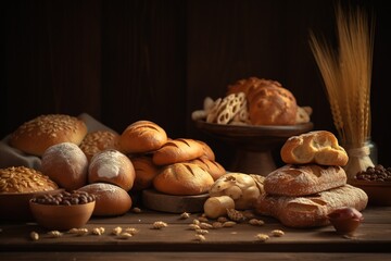 still life with bread products